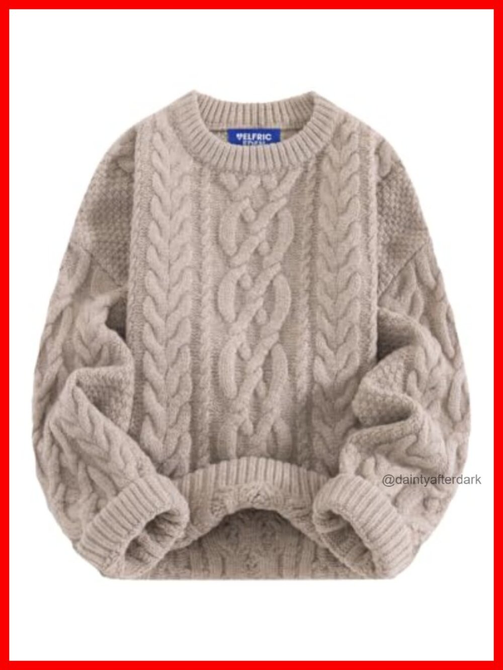 Oversized Chunky Cable Knit Pullover Sweater Women Crew Neck Long Sleeve Fall